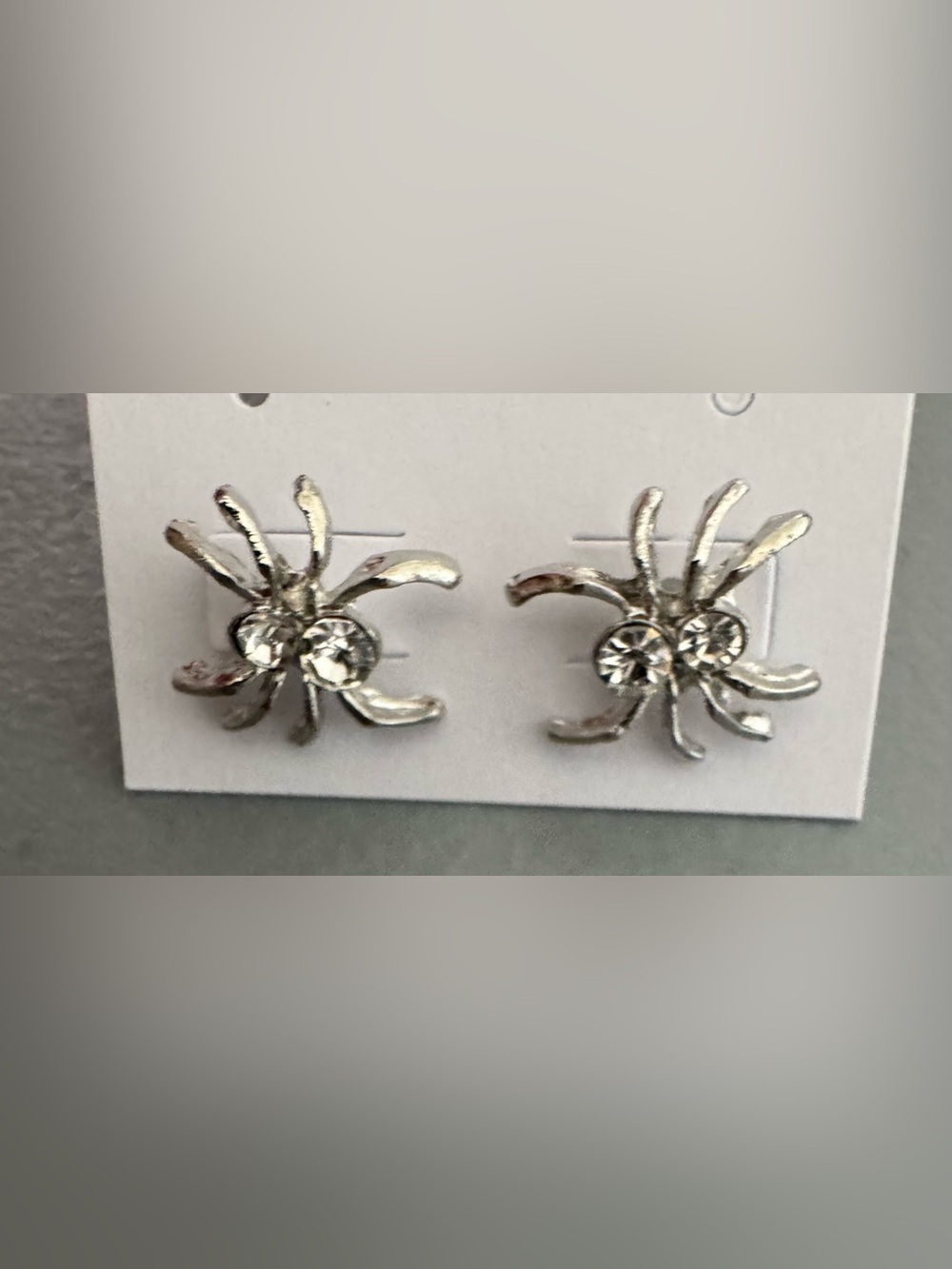Rhinestone Silver Halloween spider Stud Earrings classy chic